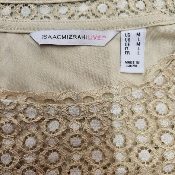 Isaac Mizrahi Live Womens Floral Lace Top Bell Sleeves Size M - Picture 10 of 11